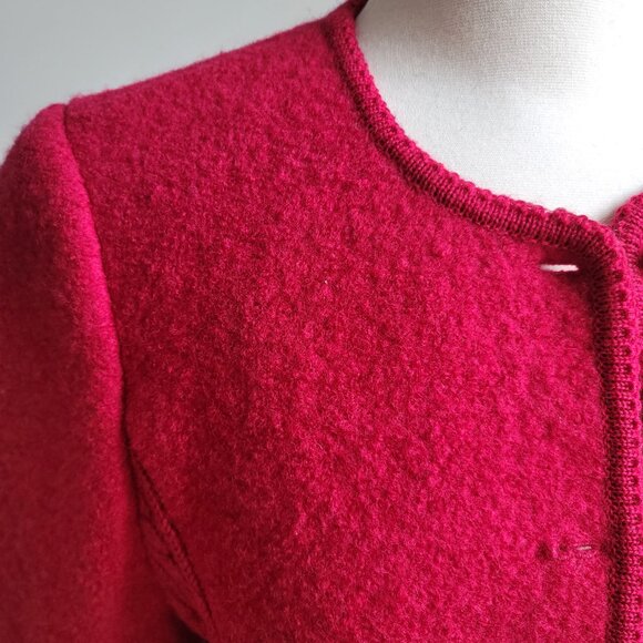 Vintage Jos. A. Bank Clothiers Pure Red Virgin Wool Silver Button Jacket Size 12 - Picture 2 of 16
